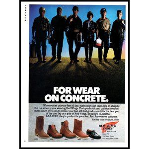1988 Red Wing Boots Vintage Print Ad Construction Work Boot Shoes Wall Art